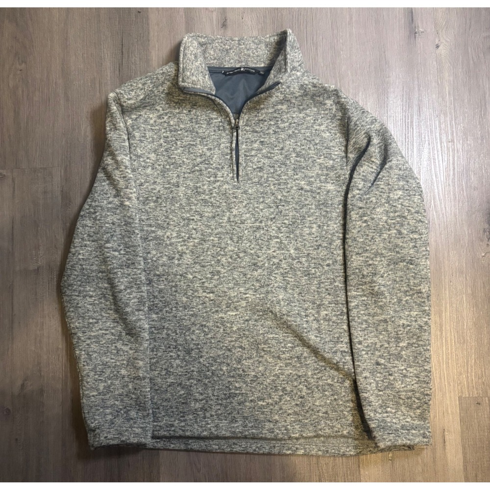 Beverly Hills Polo Club Quarter Zip Pullover Mens L Gray Marled Knit Sweater
